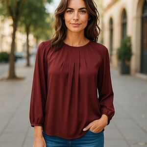 LOFT Blouse - Dark Cherry Red